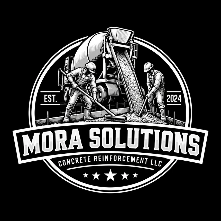 Mora Solutions concrete emblem logo